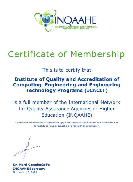 2020 Certificate INQAAHE